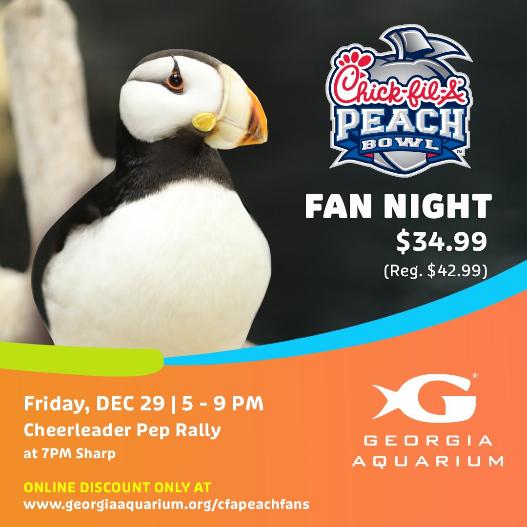 Chick-fil-A Peach Bowl (@cfapeachbowl) on Twitter photo We’re giving away a pair of tickets to the <a href="/GeorgiaAquarium/">Georgia Aquarium</a>, one of Atlanta’s premier must-see attractions! 🐠
To enter:
1️⃣ Follow us
2️⃣ Repost
3️⃣ Tag a friend in the replies for an extra entry
#CFAPeachBowl | #HottyToddy vs. #WeAre We’re giving away a pair of tickets to the <a href="/GeorgiaAquarium/">Georgia Aquarium</a>, one of Atlanta’s premier must-see attractions! 🐠
To enter:
1️⃣ Follow us
2️⃣ Repost
3️⃣ Tag a friend in the replies for an extra entry
#CFAPeachBowl | #HottyToddy vs. #WeAre