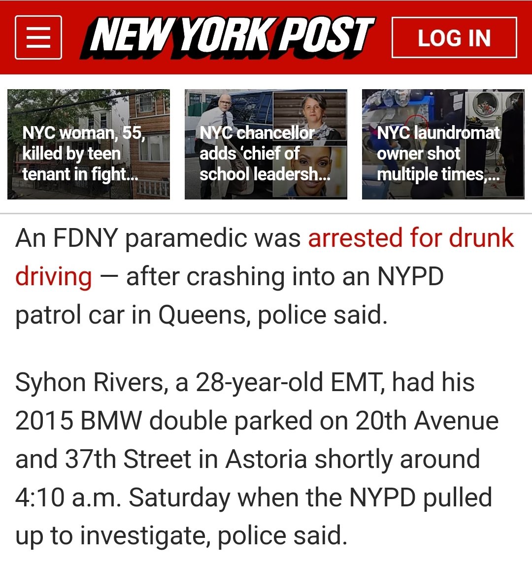 FDNY EMS EMT arrested for DWI and criminal possession of a weapon after hitting a NYPD police car. nypost.com/2023/12/09/met…