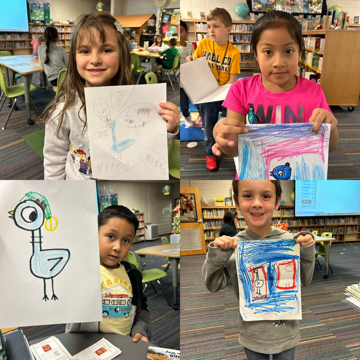 riverbendes's tweet image. We love the Pigeon books by Mo Willems!  K-1 students listened to “Don’t let the Pigeon Drive the Sleigh”, and they drew the pigeon and made sleighs in center time.  #STEAM #directeddrawing #buildingblocks #lego #mowillems #storytime #pigeon #riverbendrocks