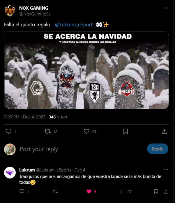 En Lukrum cumplimos nuestras promesas. 13-4 Nox vemos en playoffs. GGWP