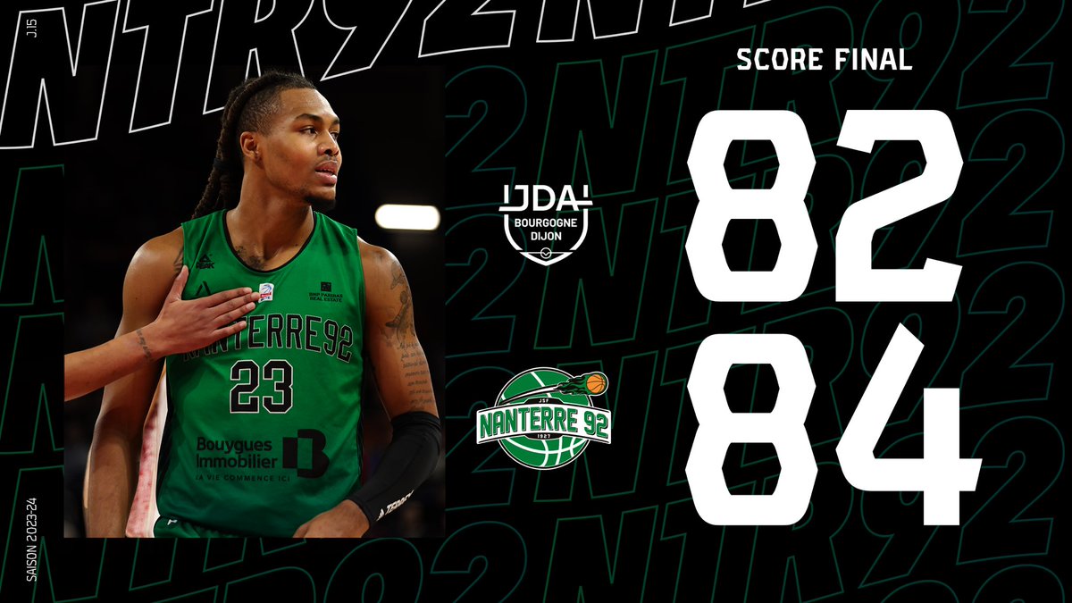 Nanterre 92 (@nanterre92) on Twitter photo Elle fait plaisir celle-là ! Très belle victoire de nos verts et blancs sur le parquet Dijonnais 😁💚🤍
On se retrouve au Palais samedi 16/12 pour la réception du <a href="/BCMBasket/">BCM Basketball</a>. Elle fait plaisir celle-là ! Très belle victoire de nos verts et blancs sur le parquet Dijonnais 😁💚🤍
On se retrouve au Palais samedi 16/12 pour la réception du <a href="/BCMBasket/">BCM Basketball</a>.