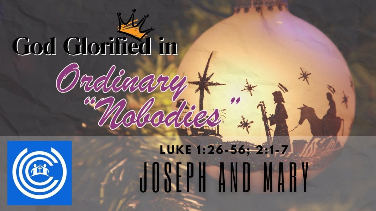 Join us tomorrow at 9:00 am in-person or online for our Christmas series, “God Glorified in Ordinary Nobodies.” We'll delve into the story of Joseph and Mary in light of Christmas. To join online, visit youtube.com/live/IrzcA9lNU… on our YouTube channel.