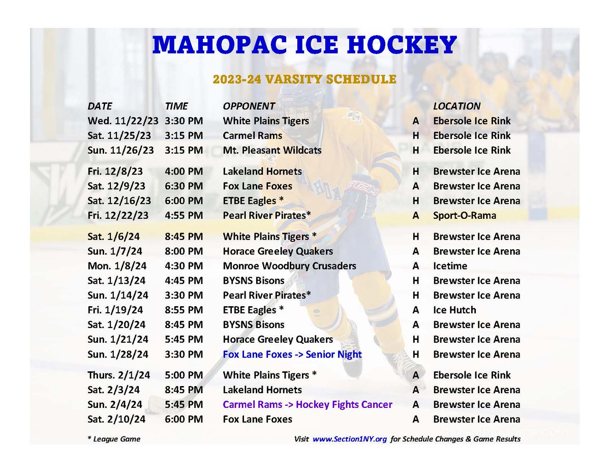 Mahopac Hockey (@pac_hockey) on Twitter photo Updated 2023-2024 Varsity Hockey Schedule
<a href="/puddy1599/">Tim Donaghy</a> <a href="/MahopacSchools/">Mahopac Schools</a> <a href="/Mahopac_AD/">Mahopac Athletics</a> <a href="/MahopacNews/">MahopacNews</a> <a href="/Halston_Sports/">Halston Media Sports</a> Updated 2023-2024 Varsity Hockey Schedule
<a href="/puddy1599/">Tim Donaghy</a> <a href="/MahopacSchools/">Mahopac Schools</a> <a href="/Mahopac_AD/">Mahopac Athletics</a> <a href="/MahopacNews/">MahopacNews</a> <a href="/Halston_Sports/">Halston Media Sports</a>