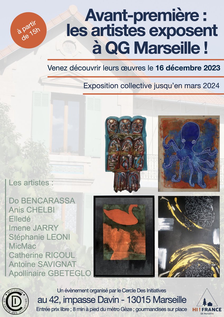 Voilà, ce sera le 16 décembre qu'il sera enfin possible de découvrir les artistes et leurs oeuvres dans les chambres et les espaces communs de la future et magnifique auberge de jeunesse du 15e à Marseille… Vin chaud, goûter  &amp;  gourmandises offerts. Entrée  à prix libre
