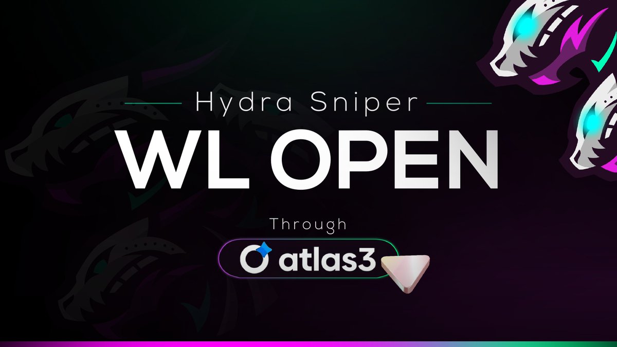 HydraScripts | Hydra Sniper (@hydrascripts) on Twitter photo We’ve partnered up with <a href="/BlocksmithLabs/">Blocksmith Labs</a> for our WL allocation on Atlas3.
If you are interested in our limited whitelist, request collaboration via the following link:
🔗 atlas3.io/project/hydra-… We’ve partnered up with <a href="/BlocksmithLabs/">Blocksmith Labs</a> for our WL allocation on Atlas3.
If you are interested in our limited whitelist, request collaboration via the following link:
🔗 atlas3.io/project/hydra-…