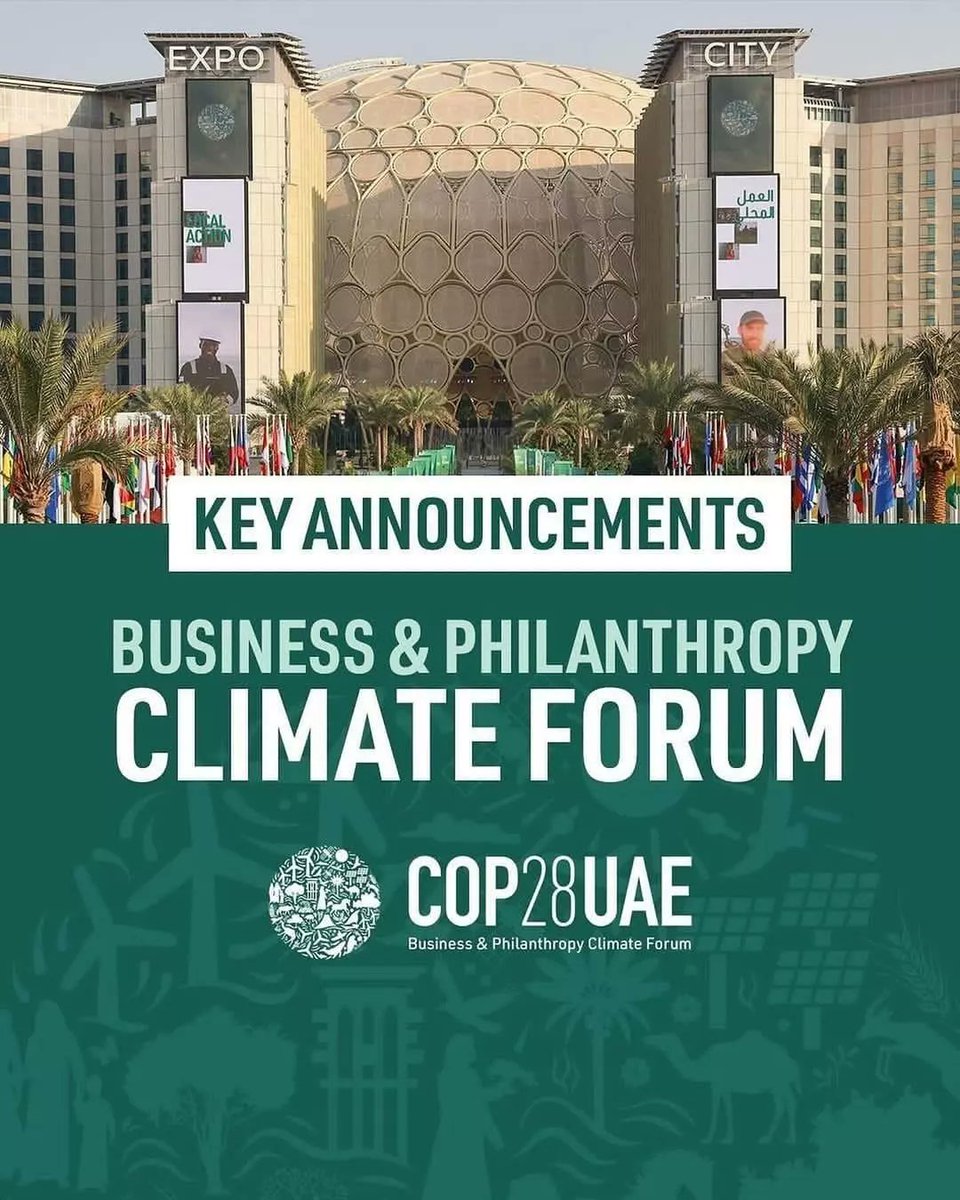 UAE_karachi's tweet photo. #Repost @cop28uaeofficial
The COP28 Business & Philanthropy Climate Forum played a vital role in helping to advance the climate and nature action agenda. Swipe 👉 to learn more about some of the Forum’s outcomes.
#COP28 #BPCF #UniteActDeliver
@COP28_UAE @MoFAUAE @UAEmediaoffice @WAMNEWS @MoCCAEUAE #Pakistan @Mariammalmheiri #COP28UAE #UAE #yearofsustainability #TodayForTomorrow