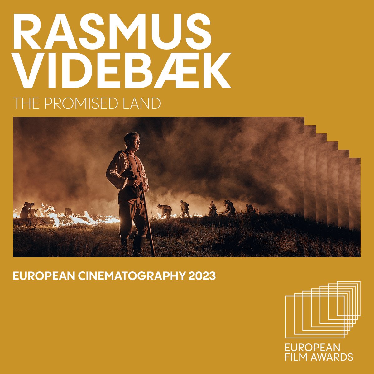 The award for European Cinematography 2023 goes to Rasmus Videbæk for THE PROMISED LAND. 🎥 Congratulations! 👏🏼 #europeanfilmawards #monthofeuropeanfilm