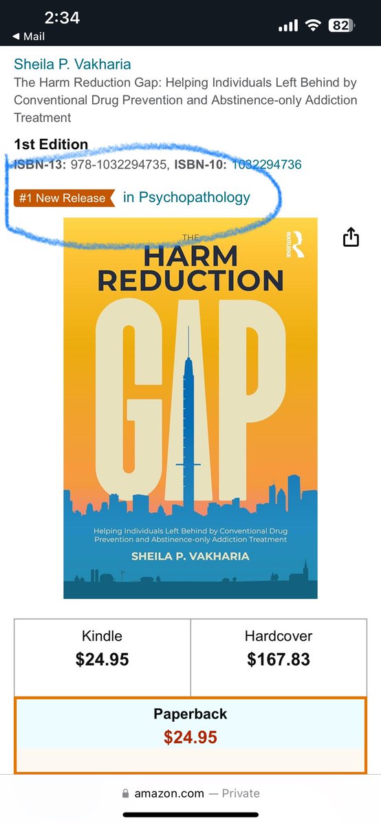 Presales are open for my book on Amazon, if you’d like to get your own copy! 

Thanks to all who already ordered and made me a #1 new release in Psychopathology. 🥰

You can click below to order on Amazon yourself, or via the publisher on Jan 19th. 

🔗amazon.com/Harm-Reduction…