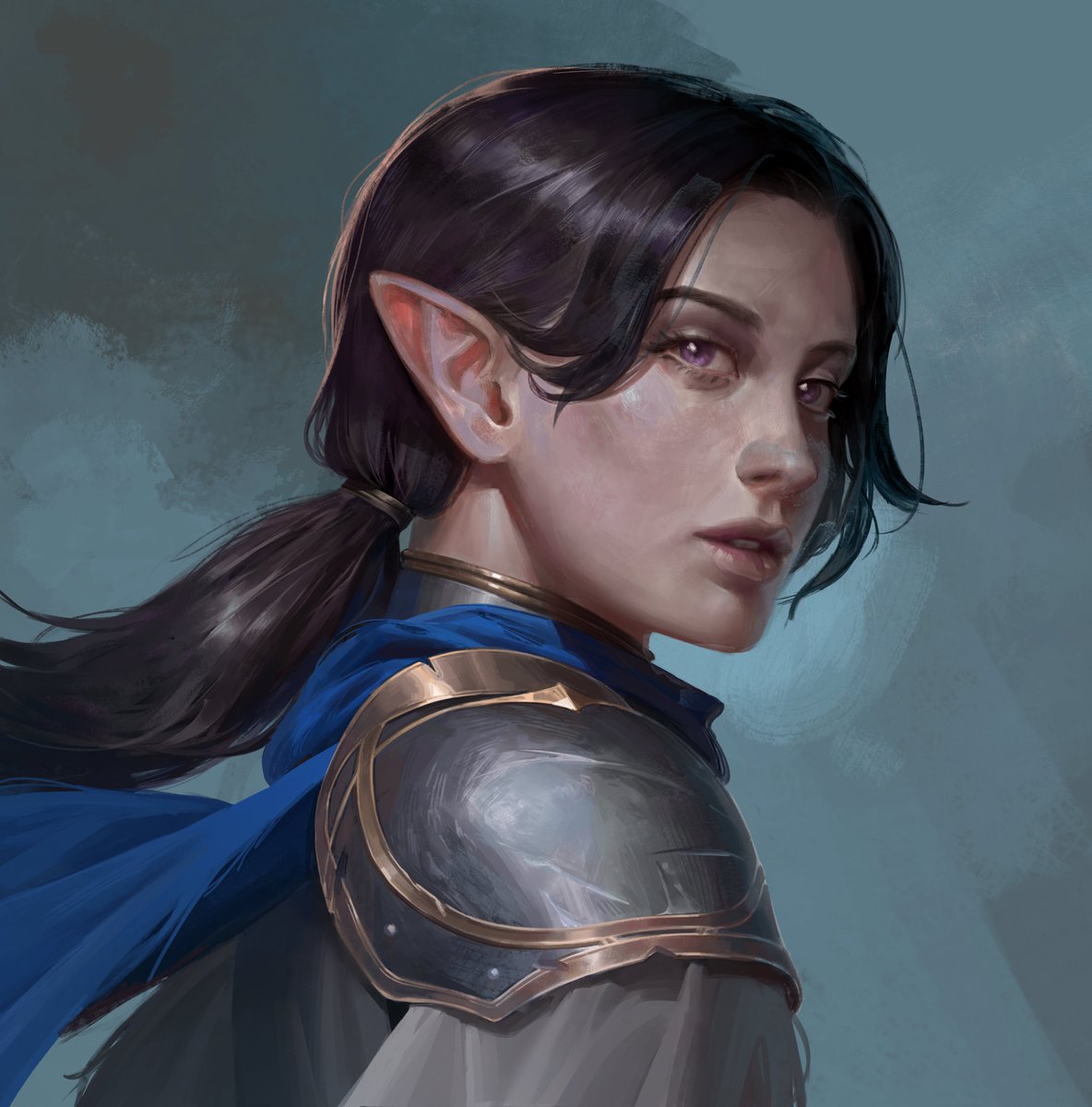 Blue. A portrait commission that I later modified to test out a new style #dndart #dndcharacter #fantasy #fantasyart