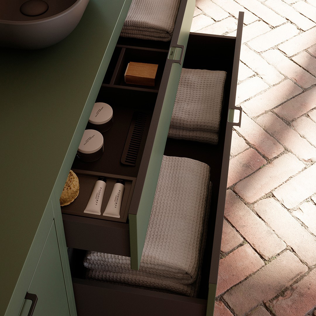 Green is the new neutral and we’re here for it 💚 The Logika Collection by @royo_bathroom looks even more stunning in this beautiful shade of green, but if it does not match your style, this collection is available in a variety of finishes to suit every home 🎨
