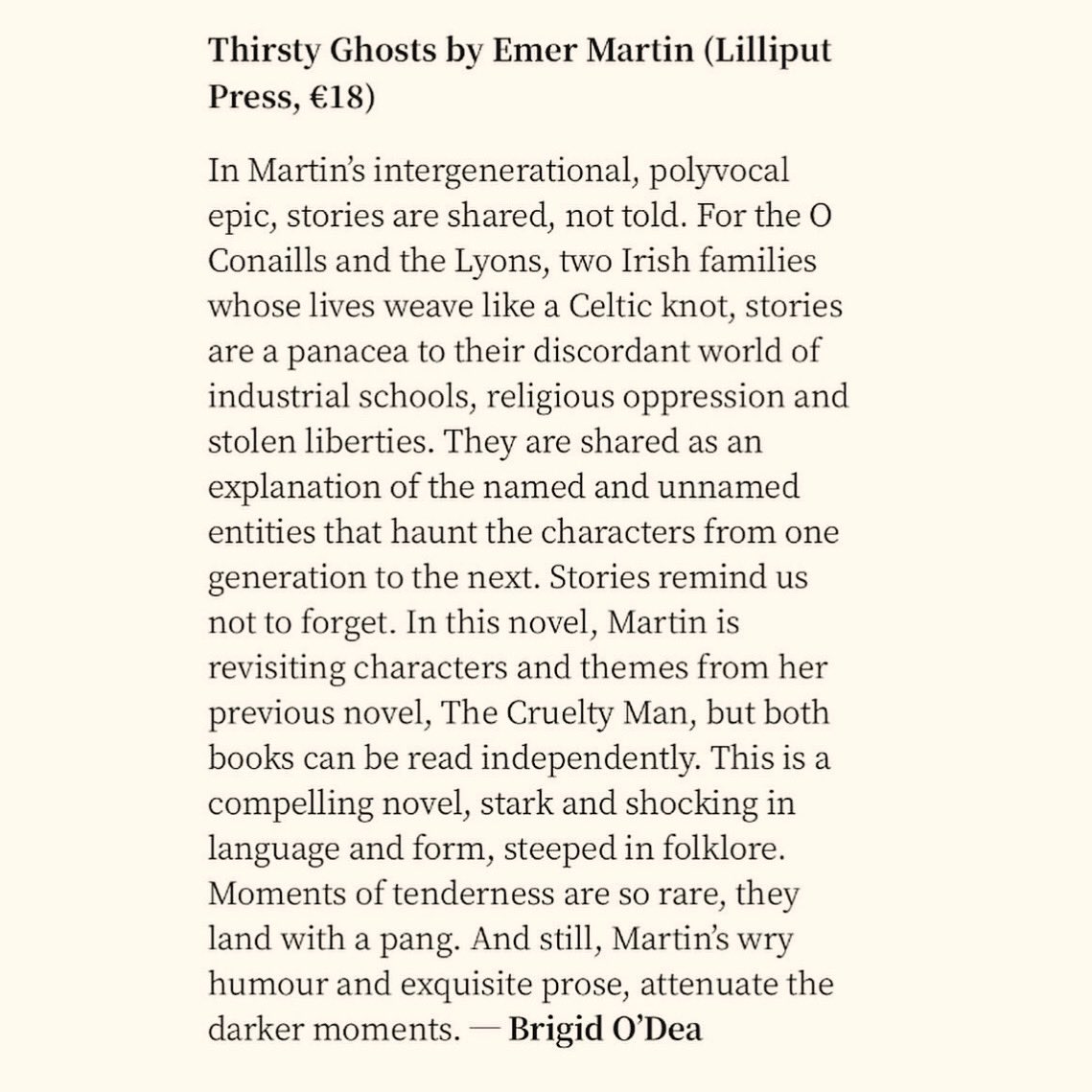 Great review in the @IrishTimes for my novel #thirstyghosts