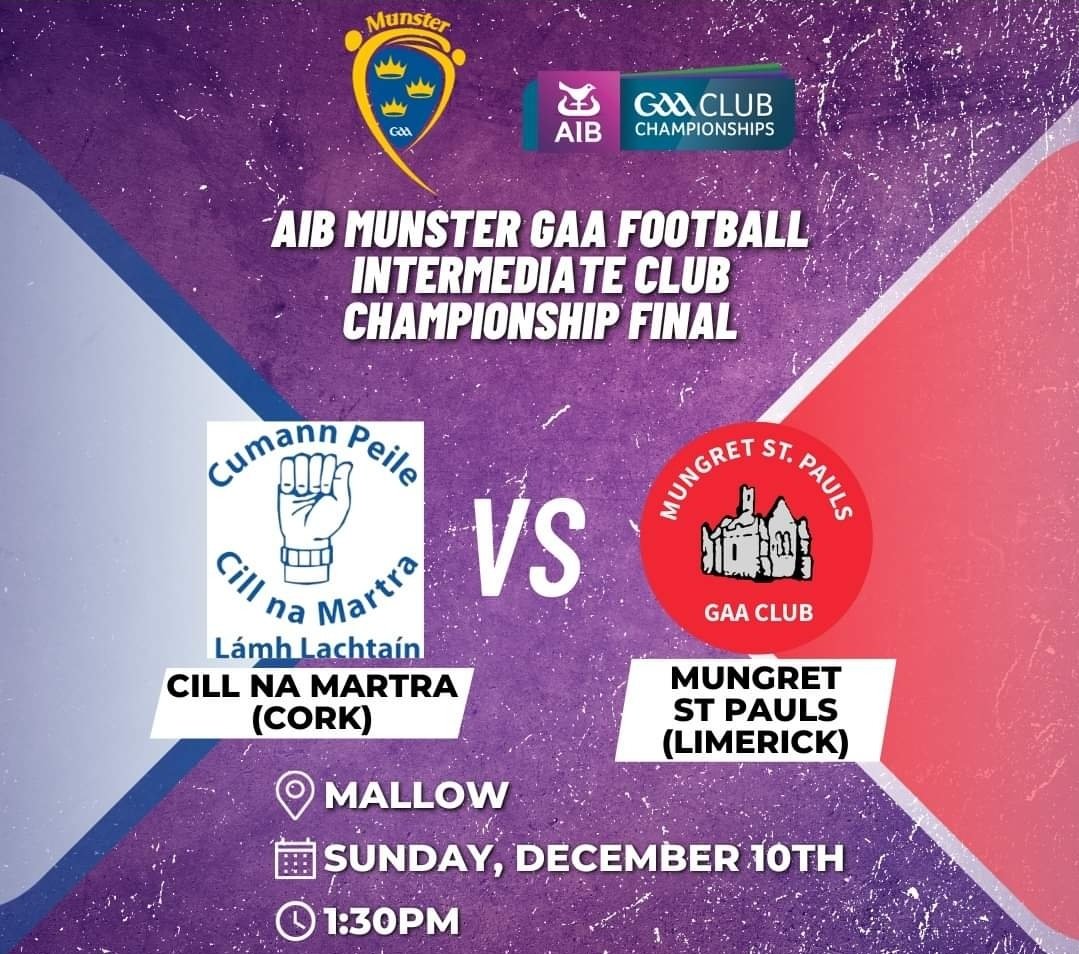 We will be showing CILL NA MARTRA VS MUNGRET ST PAULS throw in 1.30 tomorrow #cillnamartra #GAA