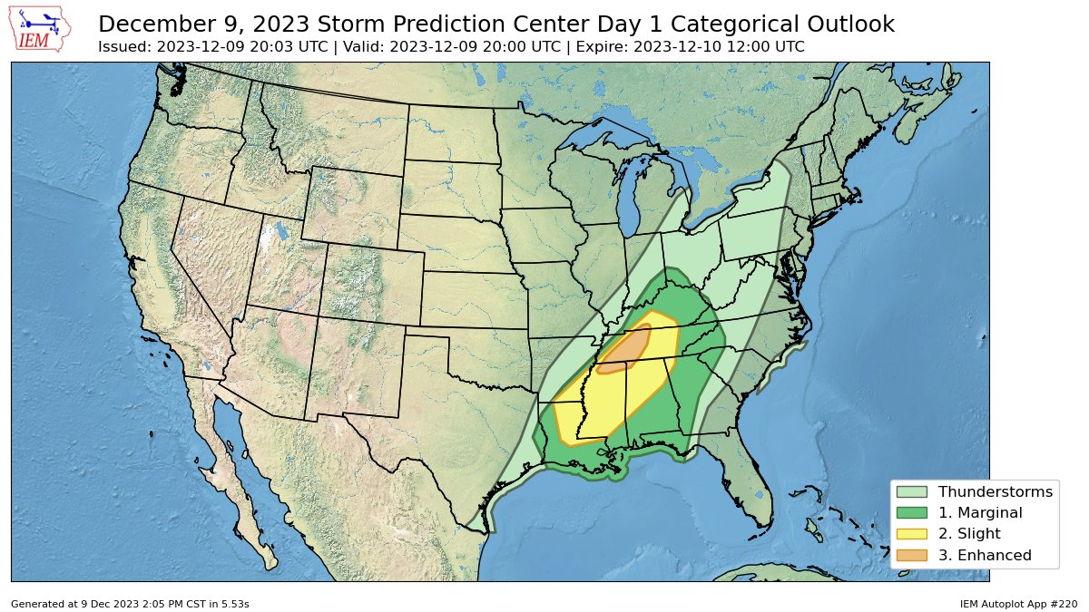 LimWeather's tweet photo. D1
#EnhancedRisk in W #Tennessee, N #Mississippi, NW #Alabama, SW #Kentucky of N #DixieAlley esp #Nashville, #Clarksville, #JacksonTN, #FranklinTN, #Hendersonville, #Collierville, #Germantown
10% SIG #Tornado/15% #Wind/#Hail risk
#Wxtwitter #SPC #SevereWX #TNwx #MSwx #ALwx #KYwx https://t.co/ZgxtdxSKun
