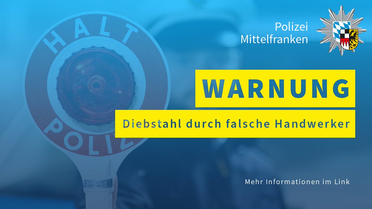 Am Montagnachmittag (04.12.2023) wurde in #Nürnberg im Stadtteil St. Johannis eine Seniorin von einem falschen Handwerker bestohlen. Wir warnen dringend davor, nicht bestellte Handwerker oder Dienstleister in die Wohnung zu lassen. ▶️ polizei.bayern.de/aktuelles/pres…