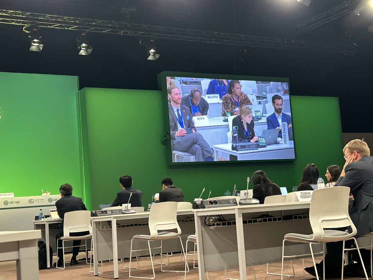 Day 2 of #COP28 was great! Saw some great talks, round tables with students and even attended some of the negotiations. Lots of talk about #consensus. Yes, that’s me “observing”behind the US negotiator so I got to be on the big screen!