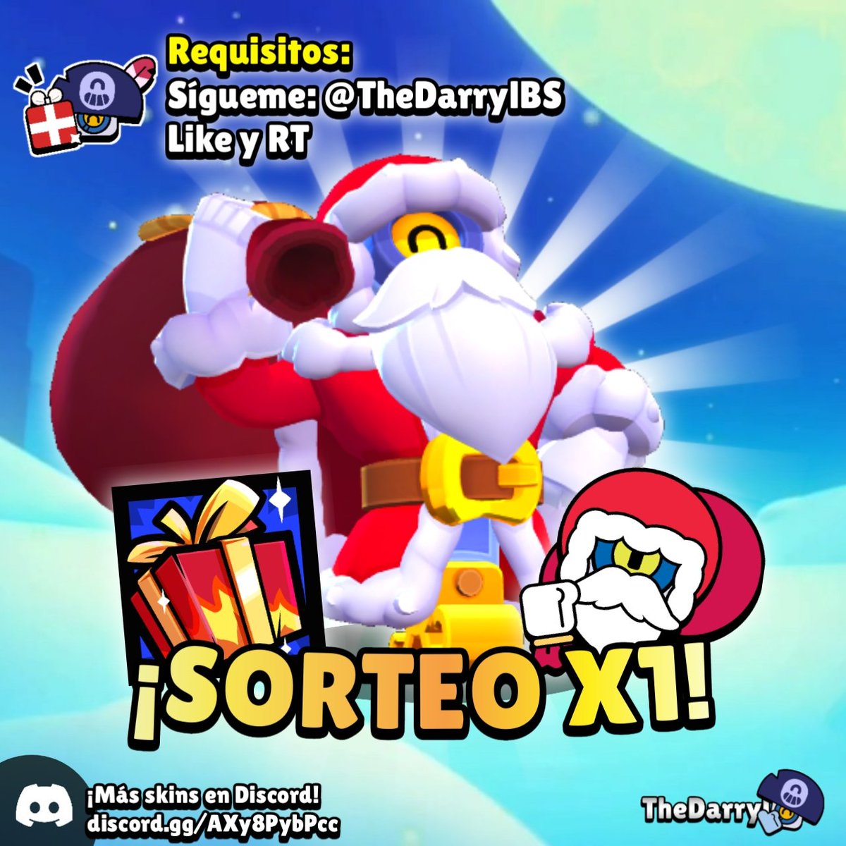 TheDarrylBS's tweet photo. 🎅 ¡SORTEO 1 SKIN de SANTA STU! 🎄

⭐ Requisitos:
- Sígueme: @TheDarrylBS
- ♥️ Like y 🔁 RT

👉 Puedes unirte a mi Discord para participar por una más: https://t.co/8SFxVl4Lr4

🏆 ¡Ganador el 20 de Diciembre! 🏆
¡BUENA SUERTE! 💫

#SantaStu #StarrToon #BrawlStars https://t.co/40NizKlCWV
