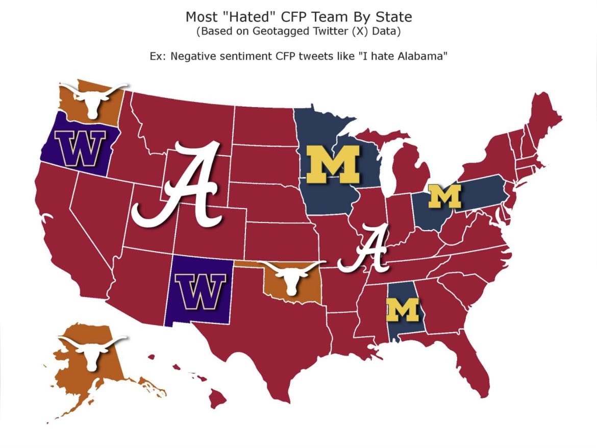 Lowcountry_Tide's tweet photo. MOST HATED CFP TEAM BY STATE NATIONAL CHAMPIONS Y’ALL

#RollTide #chsbama #scbama https://t.co/l7gXD22e7Q