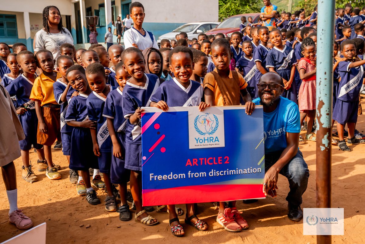 YoHRA__Org's tweet photo. To mark the 75th Celebration of #InternationalHumanRightsDay YoHRA educated the students at Ayi Mensah Basic School in Accra, Ghana, on the importance of Human Rights and donated educational items supporting the school's library. #YoHRA #HumanRights75 #HumanRightsDay2023 https://t.co/fLGvnmsZEl
