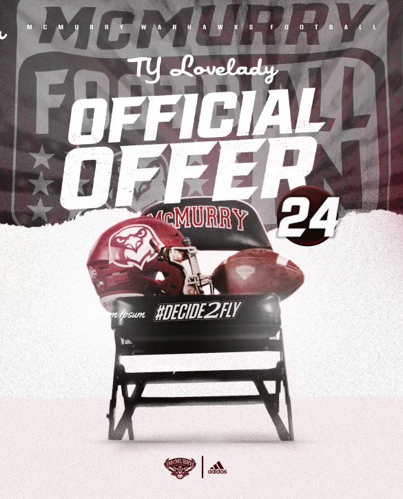Ty Lovelady (@loveladyty) on Twitter photo #AGTG After a great conversation with <a href="/CoachRauMCM/">Mark Rau</a> i’m blessed to receive my second offer from <a href="/McMURRYFOOTBALL/">McMURRY FOOTBALL</a>
<a href="/coachsamwells/">Sam Wells</a> <a href="/TXTopTalent/">TX TOP TALENT</a> <a href="/txfblife/">Texas Football Life</a> <a href="/dctf/">Dave Campbell's — TexasFootball.com</a> <a href="/LoneStarPrepsTX/">LoneStarPreps.com</a> #AGTG After a great conversation with <a href="/CoachRauMCM/">Mark Rau</a> i’m blessed to receive my second offer from <a href="/McMURRYFOOTBALL/">McMURRY FOOTBALL</a>
<a href="/coachsamwells/">Sam Wells</a> <a href="/TXTopTalent/">TX TOP TALENT</a> <a href="/txfblife/">Texas Football Life</a> <a href="/dctf/">Dave Campbell's — TexasFootball.com</a> <a href="/LoneStarPrepsTX/">LoneStarPreps.com</a>
