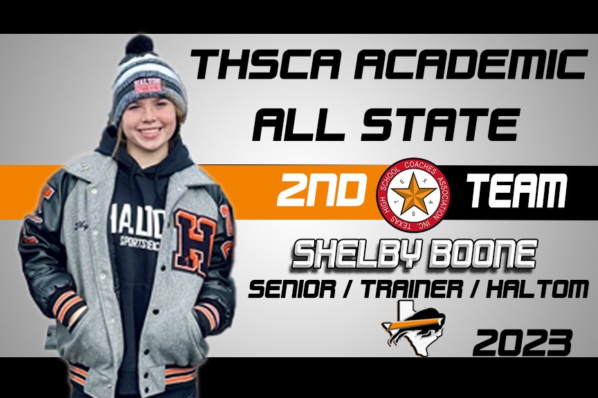 Congrats to Shelby Boome on being named 2nd Team Academic All State by <a href="/THSCAcoaches/">THSCA</a>! <a href="/FootballHaltom/">Haltom Football Boosters</a> 
<a href="/HHSBuffNation/">Haltom High Buff Nation</a> <a href="/athleticsbisd/">athleticsbisd</a>