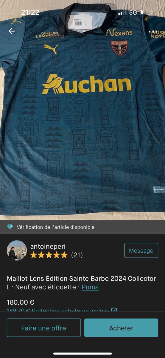 Qui est cet Antoine Péri ?? 2 maillots en vente à 200€ .. <a href="/RCLens/">Racing Club de Lens</a> fais quelque chose bordel !!!!