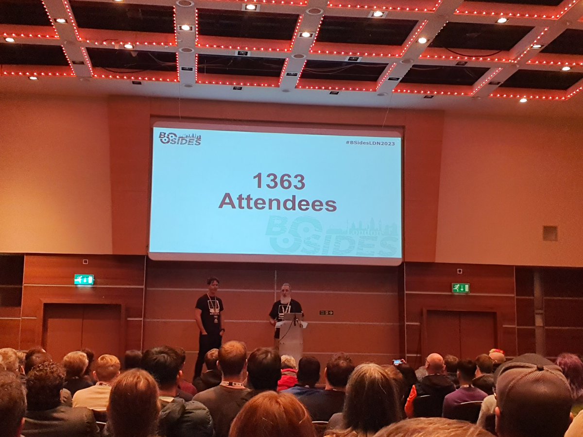1363 attendees! 🤯

Thanks to all organisers, sponsors, speakers, caterers, staff and everyone else for an awesome event! @BSidesLondon 

#BSidesLDN2023