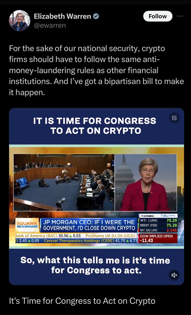 BitcoinPierre's tweet image. Flip flop 180, what changed @ewarren ?