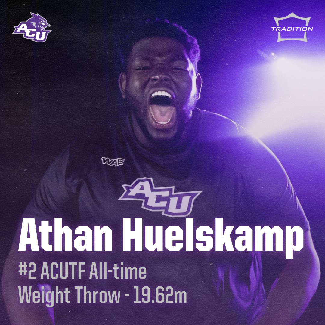 Event winner 🥇

Athan Huelskamp launches an enormous lifetime best in the Weight Throw (19.62m), less than a foot off the Wildcat record! 

#ACUTF | #Tradition | #GoWildcats