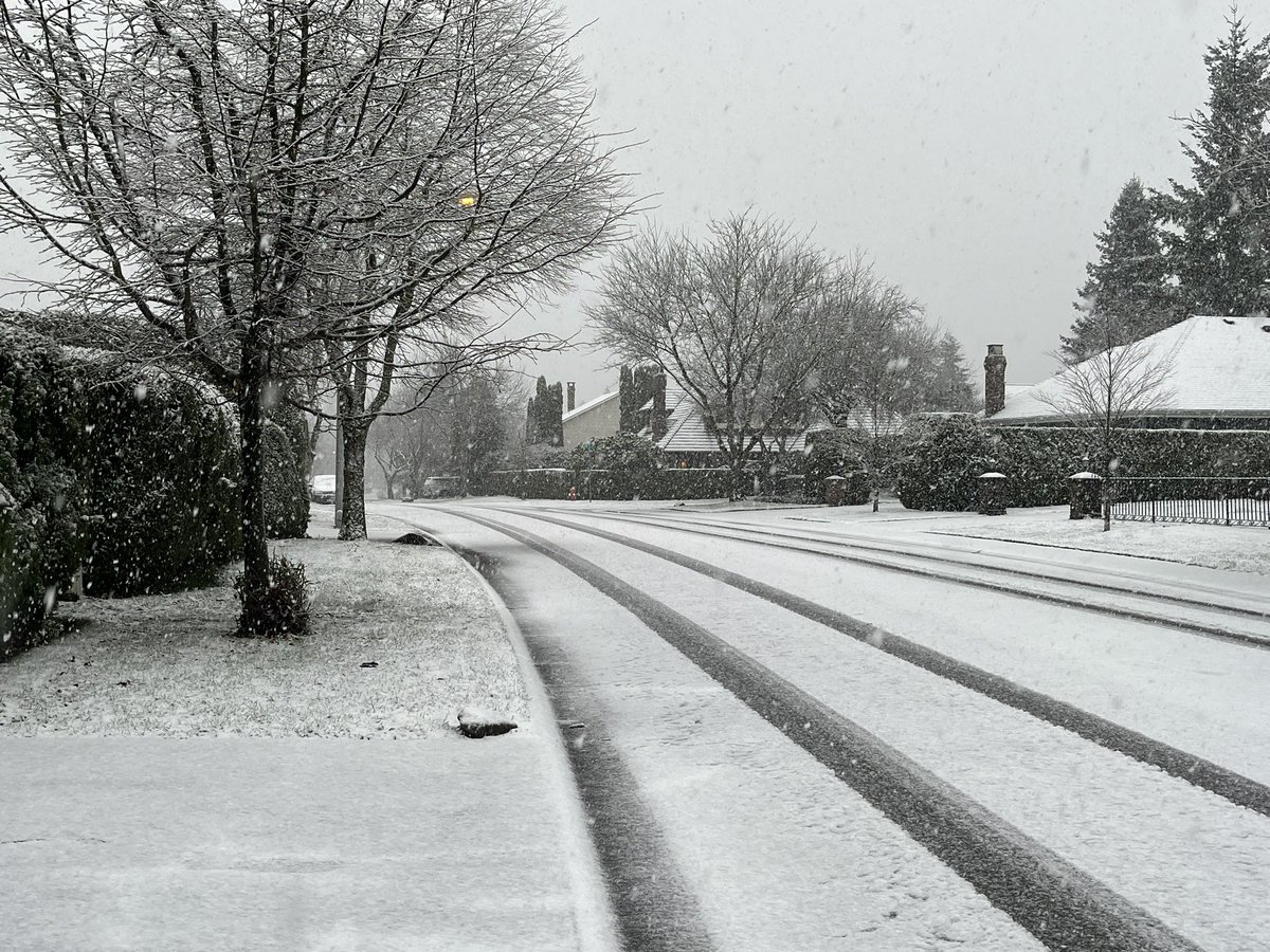 Snowing and sticking in #southsurrey #bcstorm ⛄️ ❄️