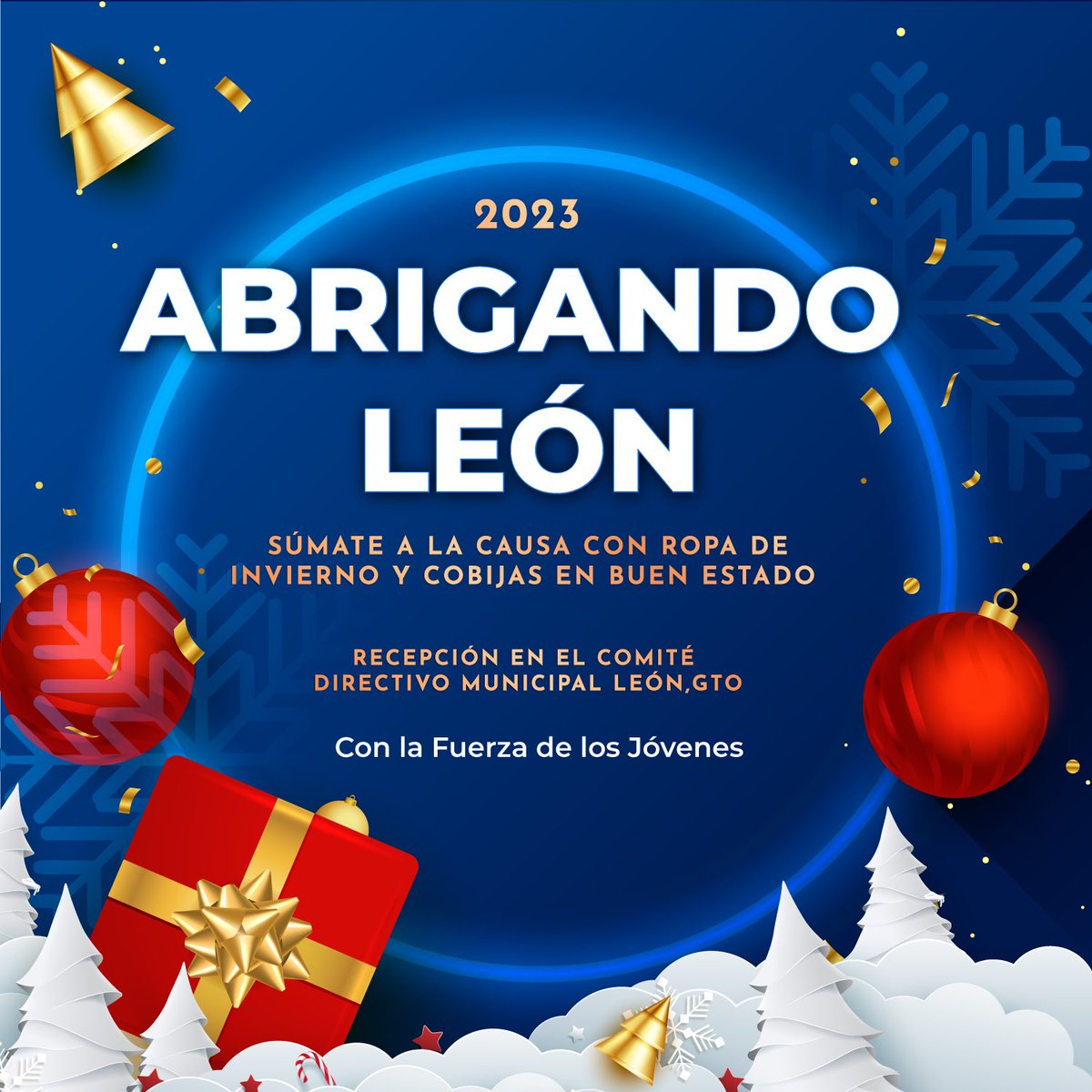 Estamos de vuelta con “Abrigando León 2023”, ❄️🧣🧤 súmate a esta causa trayendo cobijas o ropa invernal en buen estado. 

#ConLaFuerzaDeLosJóvenes seguimos llevando #Esperanza a más comunidades y colonias de nuestra ciudad🦁.

Las fechas de recepción es hasta el 21 de Diciembre.