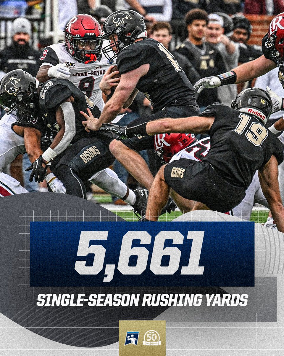 NCAA Division II (@ncaadii) on Twitter photo During this afternoon's semifinal win, <a href="/Harding_FB/">Harding Football</a> broke the NCAA Division II single-season rushing yardage record with 5,661 yards‼️😤🏈
#MakeItYours | #D2FB During this afternoon's semifinal win, <a href="/Harding_FB/">Harding Football</a> broke the NCAA Division II single-season rushing yardage record with 5,661 yards‼️😤🏈
#MakeItYours | #D2FB