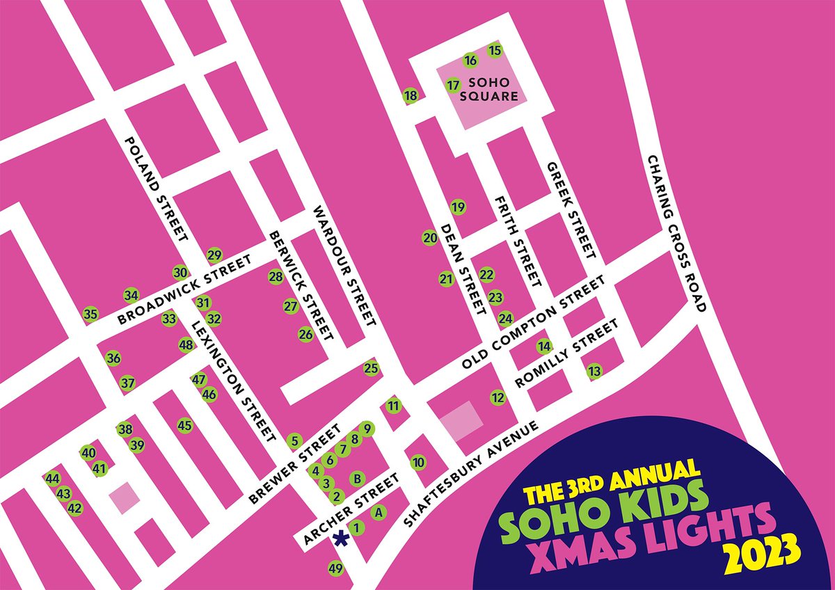 Soho Kids Xmas Lights 2023 - walk the lights trail by following the map: Light 15 designed by Umar age 6 pupil at @SohoParishScoop (2022) And a big thank you to our supporter and sponsor @RIBALearning @JJBrooks__ and his team Pic credit @valiszka citylions.org/soho-kids-xmas…