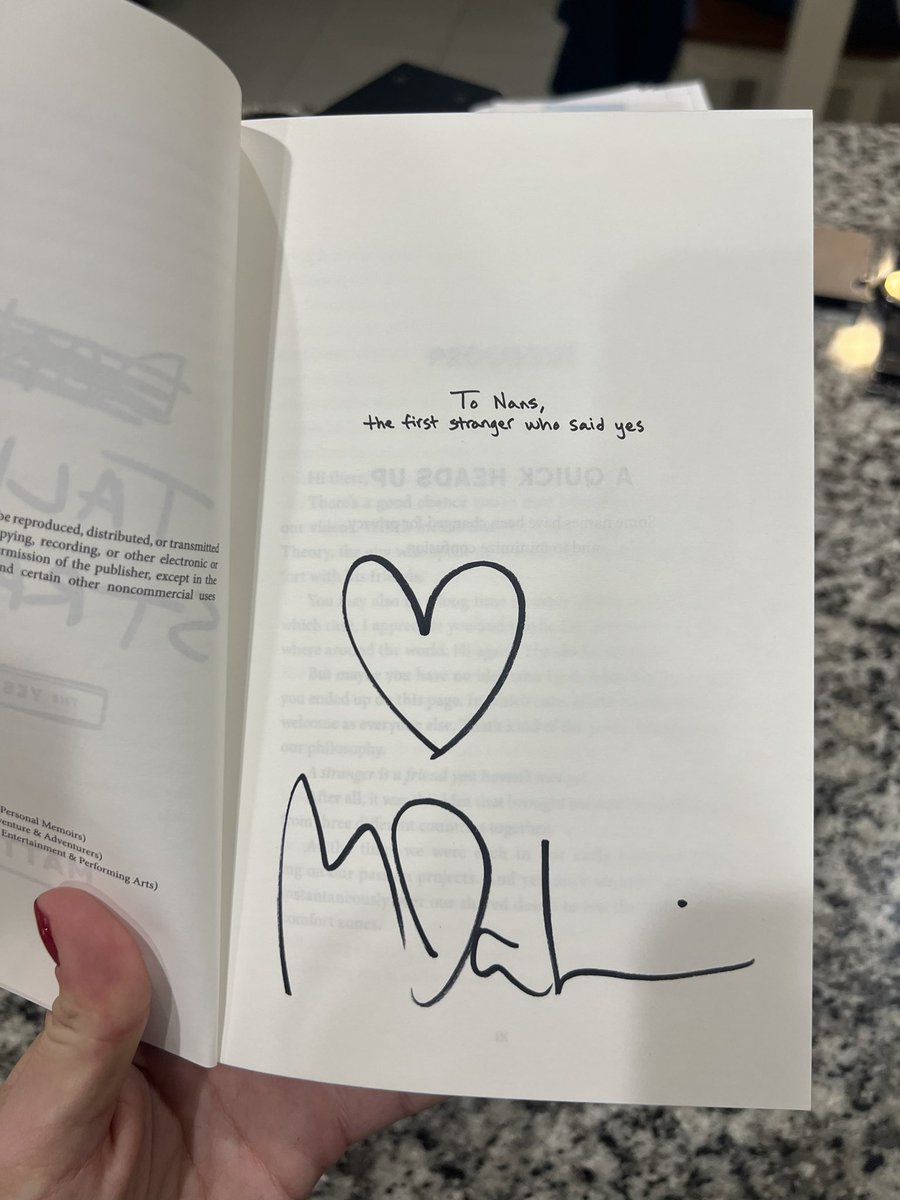 monicandrake's tweet photo. So excited to read Matt’s new book this week, @YesTheory! Didn’t realize it would be signed, too!! 🤍 #SeekDiscomfort #TalkToStrangers https://t.co/uEHtirn0im