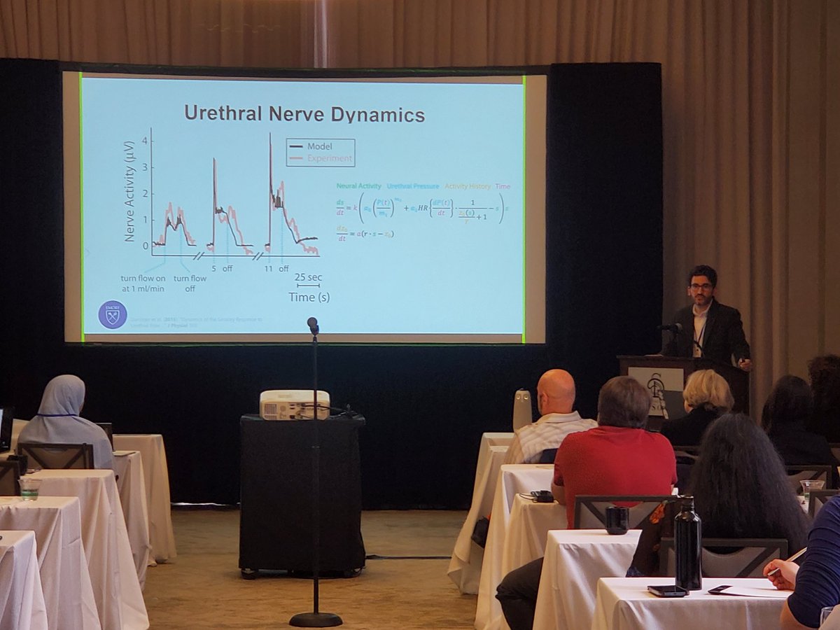 Keynote speaker @DanzigerZachary elegantly described the use of mathematical modeling to better understand urinary tract neuronal activity. #PelvRes23