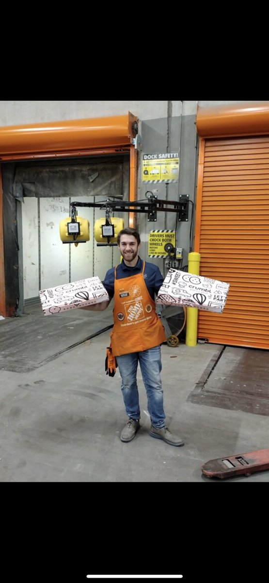 Thank you to the Denton Home Depot #6840 for delivering these amazing #Crumble  cookies for our associates to enjoy during inventory!! You guys are awesome! We’ll kick it off next year for the lead off store! 🎉🍪