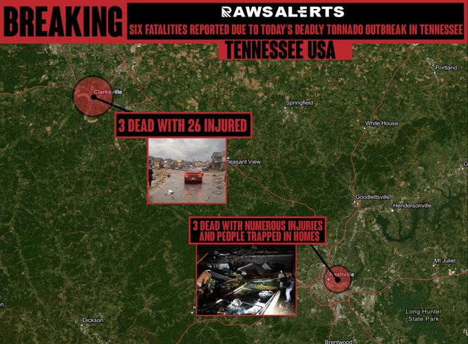 Deadly Tornado Outbreak In Tennessee Claims Six Lives, Count Expected