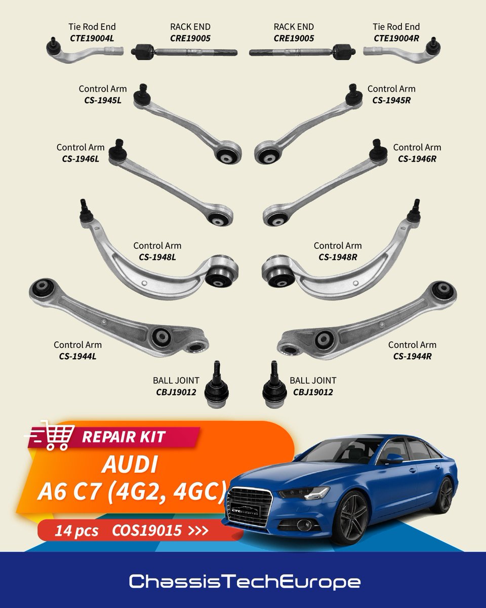 CteEurope's tweet photo. Chassis Tech Selected
Repair Kit π COS19015
To Fit π AUDI A6 C7 (4G2,4GC)
πMoreπ https://t.co/CgVIQaFgpA
#CTEselectedΒ #ChassisΒ #Autoparts #Controlarm #Rubberbushing #Tierodend #Stabilizerlink #Rackend #repairkit #audi #a6 #c7 https://t.co/F0xQfu4c3p