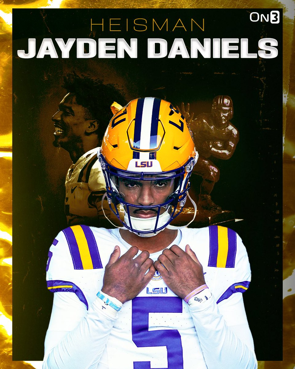 BREAKING: LSU QB Jayden Daniels has won the 2023 Heisman Trophy🐯 on3.com/db/jayden-dani…