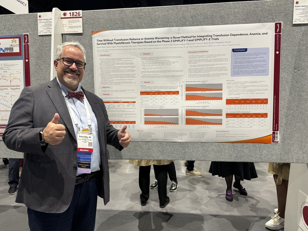 Novel “Time Without Transfusion” metric for quantifying the cumulative benefit of anemia in myelofibrosis patients treated with momelotinib: #ASH23 #mpnsm ⁦⁦@GSK⁩ ⁦@WakeCancer⁩ ⁦@LevineCancer⁩ #LevineCancer ⁦@AtriumHealth⁩ ⁦@AtriumHealthWFB⁩