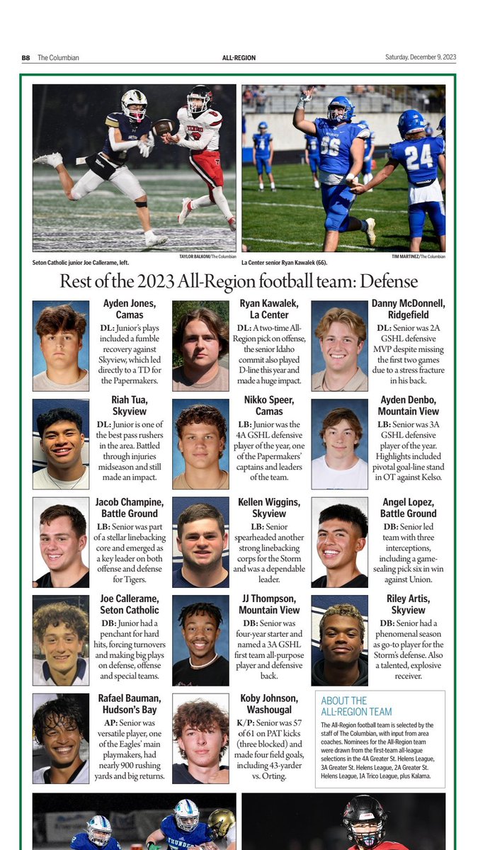 Thankful to receive All-Region at linebacker. <a href="/360preps/">Columbian preps</a>