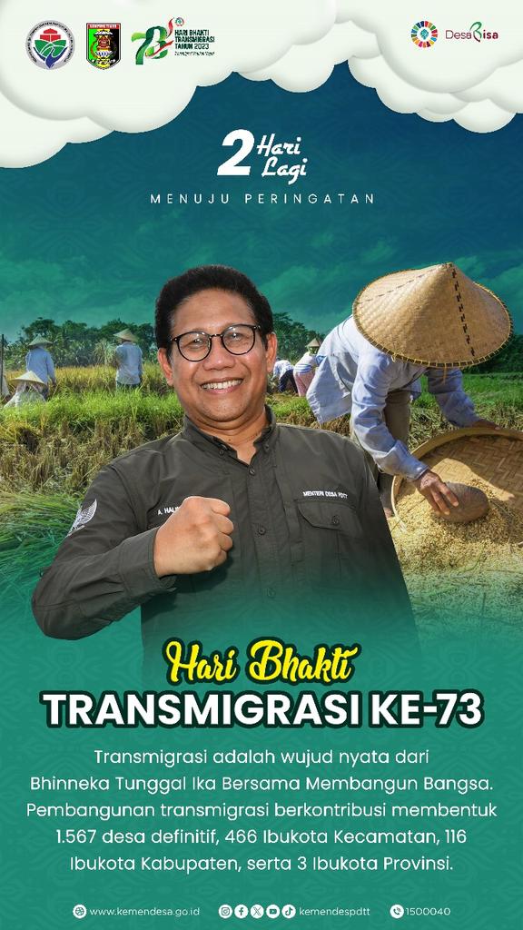 Hari Bhakyi Transmigrasi Ke 73. 
@DitjenPPKTrans @kemendespdtt <a href="/halimiskandarnu/">ABDUL HALIM ISKANDAR</a> <a href="/taufikmadjid71/">IG : taufik.madjid</a> <a href="/bpsdmkemendesa/">Bpsdm Kemendesa</a>