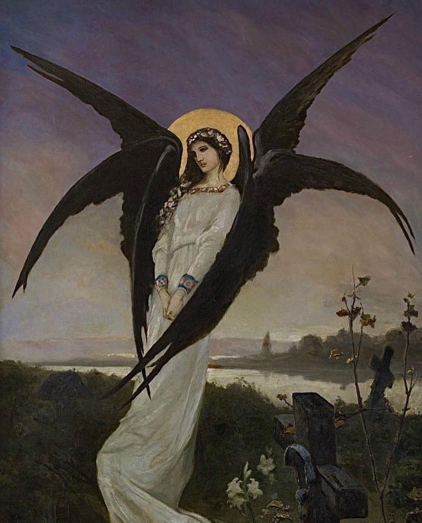 Eyesofgod__'s tweet photo. Wilhelm Kotarbiński, The Angel of Sadness, Private collection. https://t.co/U1DuMCaedu