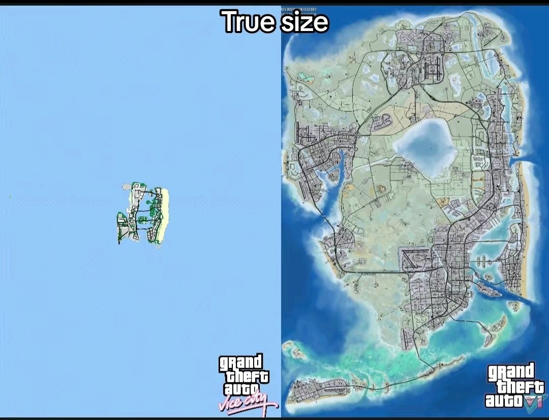 KmfGaming's tweet photo. The vice city map seems to be a little bit bigger than it used to https://t.co/ZvmqamXtAO