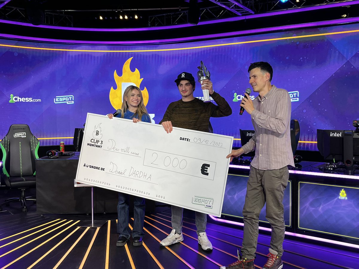espotparis's tweet photo. [BCUP3] ♟️ VAINQUEUR 

Daniel Dardha est le champion de cette #BCUP3 ! 🔥 
Bravo à lui pour les matchs 🏆 https://t.co/VTkUks6fBE
