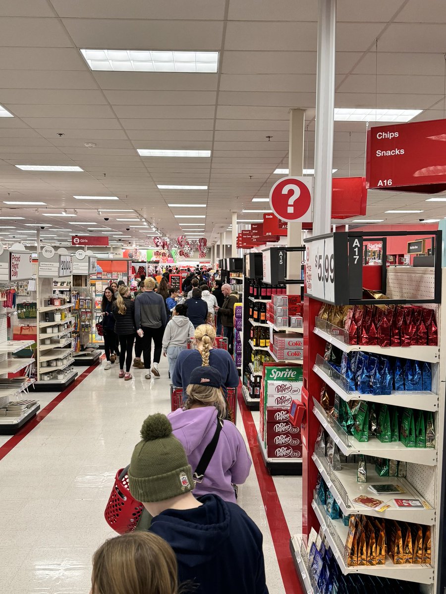 Just four self checkouts at Boise <a href="/Target/">Target</a> and not all the lanes staffed so… I guess we shall wait to pay up…