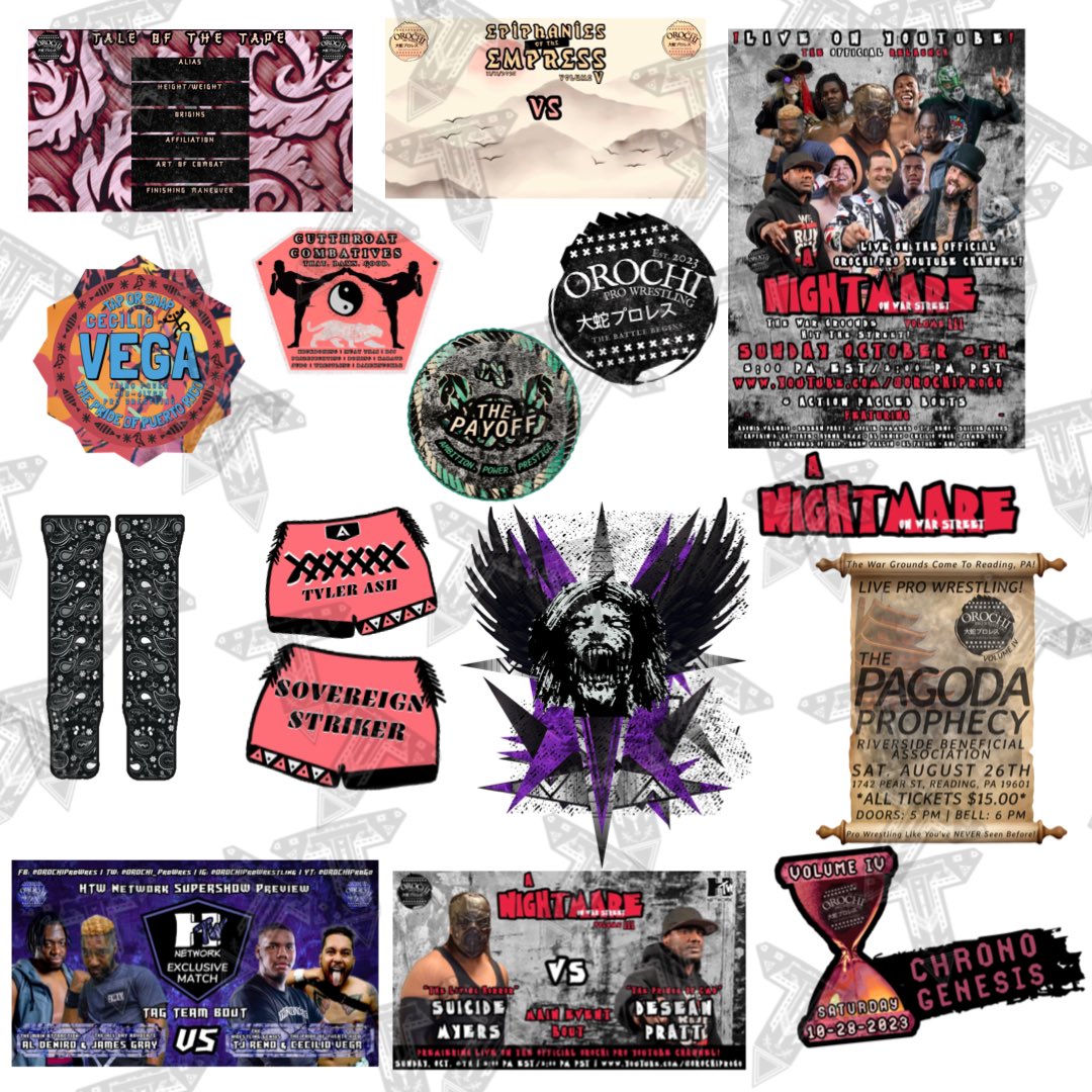 TRISTAVA Design & Videography (@tristava_design) on Twitter photo Some Assorted Design Work Done For Individual Talents As Well As The <a href="/OROCHI_ProWres/">OROCHI Pro Wrestling</a> Promotion.
Click & Zoom In For More Detail. Some Assorted Design Work Done For Individual Talents As Well As The <a href="/OROCHI_ProWres/">OROCHI Pro Wrestling</a> Promotion.
Click & Zoom In For More Detail.
