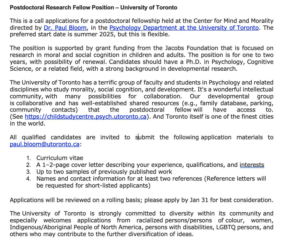 Postdoc opportunity to work in my lab at the University of Toronto. Please spread the word!