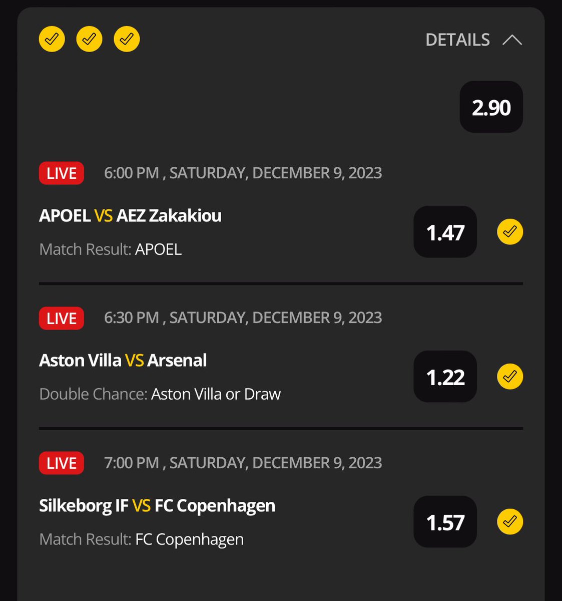 BorsUttern's tweet photo. @statgodtips Made a mistake on this one and accidentally picked Aston Villa instead of Arsenal but hey it worked out 🤣🤣🚀🚀 https://t.co/96iXf4Llhb