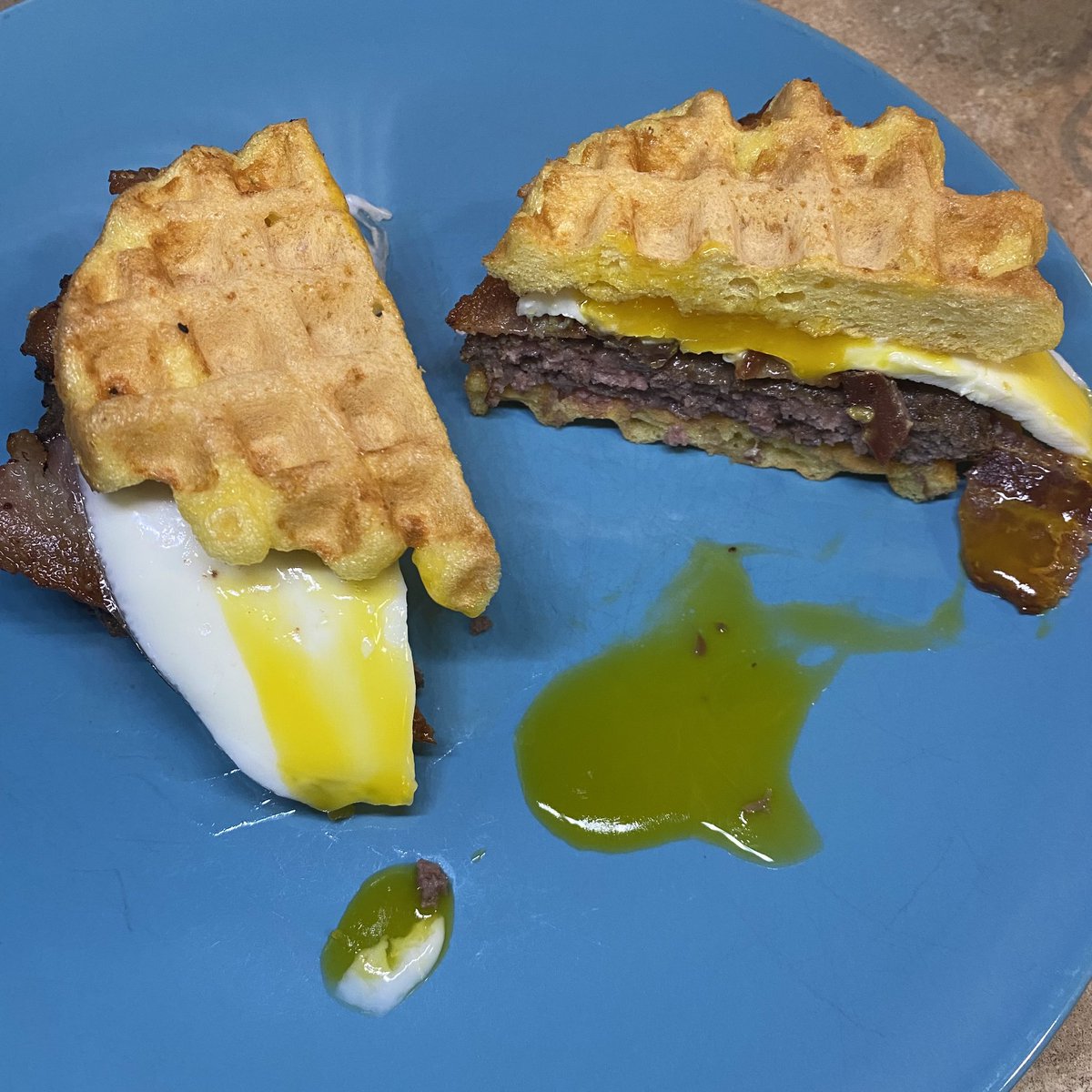 I fasted yesterday, so today I broke a 44 hour fast with pot roast in an egglife wrap, and buttery egg pudding. Then a little while later I followed that up with an amazing bacon & egg burger on eggy waffles.

#carnivore #carnivorediet #keto #fasting