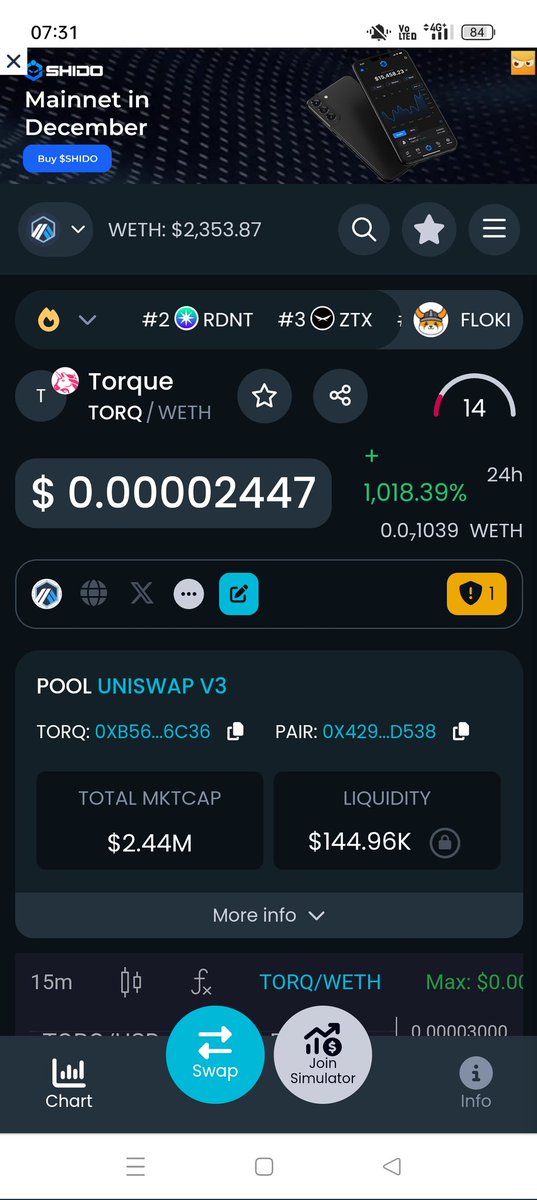 Ccrypto2007's tweet photo. @BSCGemsAlert I can smell
🔥🔥🔥 TORQUE 🔥🔥🔥 will do something Big
👉 Own Platform that Facilitates Lending &amp; Borrowing
👉 Audited
👉 CMC &amp; CG Applied
👉 New Launch
👉 Own Stable Coin
For more info @torquefi 
#Bitcoin #Web3 https://t.co/vUsEqEKuFh